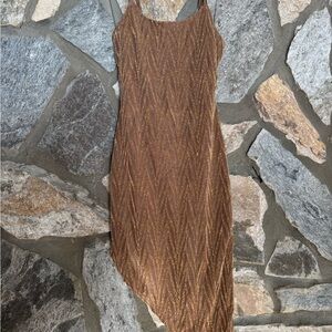 Derek Heart Asymmetrical Brown Zigzag Dress